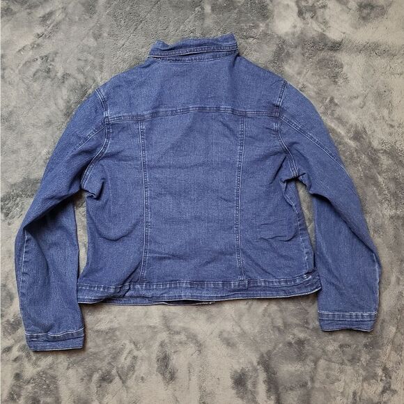 Cleo - Dark wash jean jacket denim jacket Sz XL Stretch - Picture 2 of 10